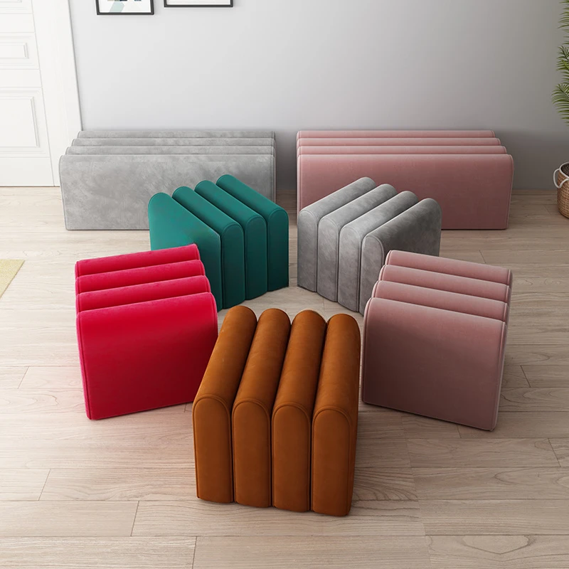 Nordic Fabric Square Ottoman Home Furniture Simple Living Room Sofa Pouf Stool Creative Designer Shoe Replacement Stepping Stool