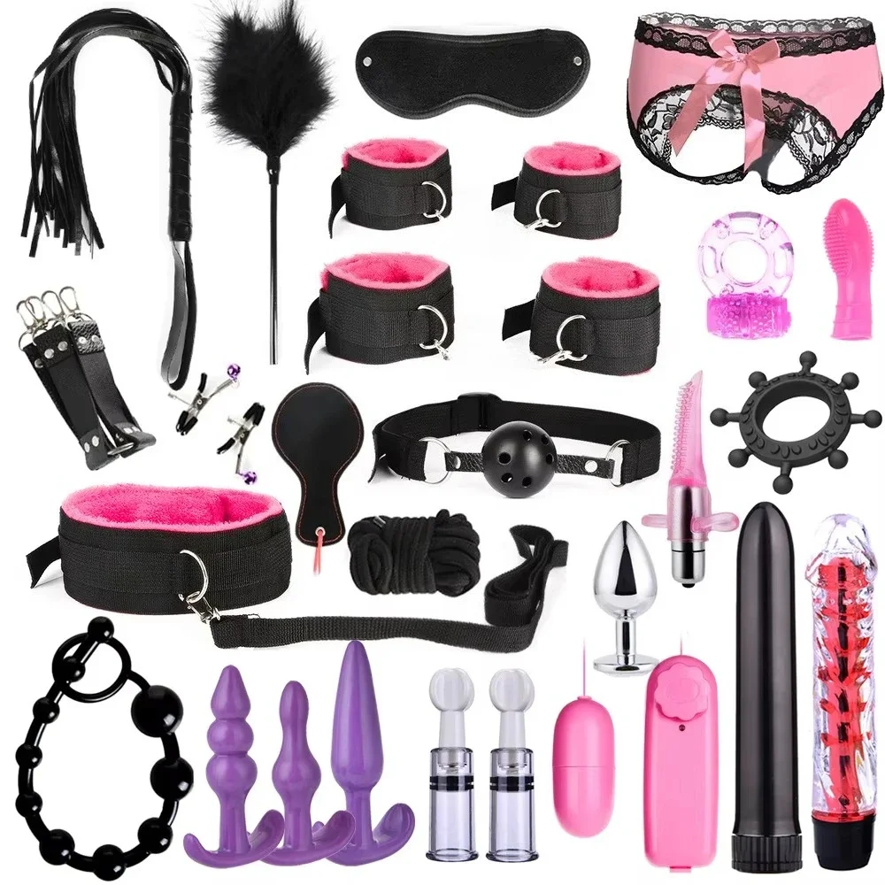 Leather BDSM Kit for Couples Handcuffs Body Harness Bondage Straps Sexy Adult Party Game Enhanced Privacy Protection