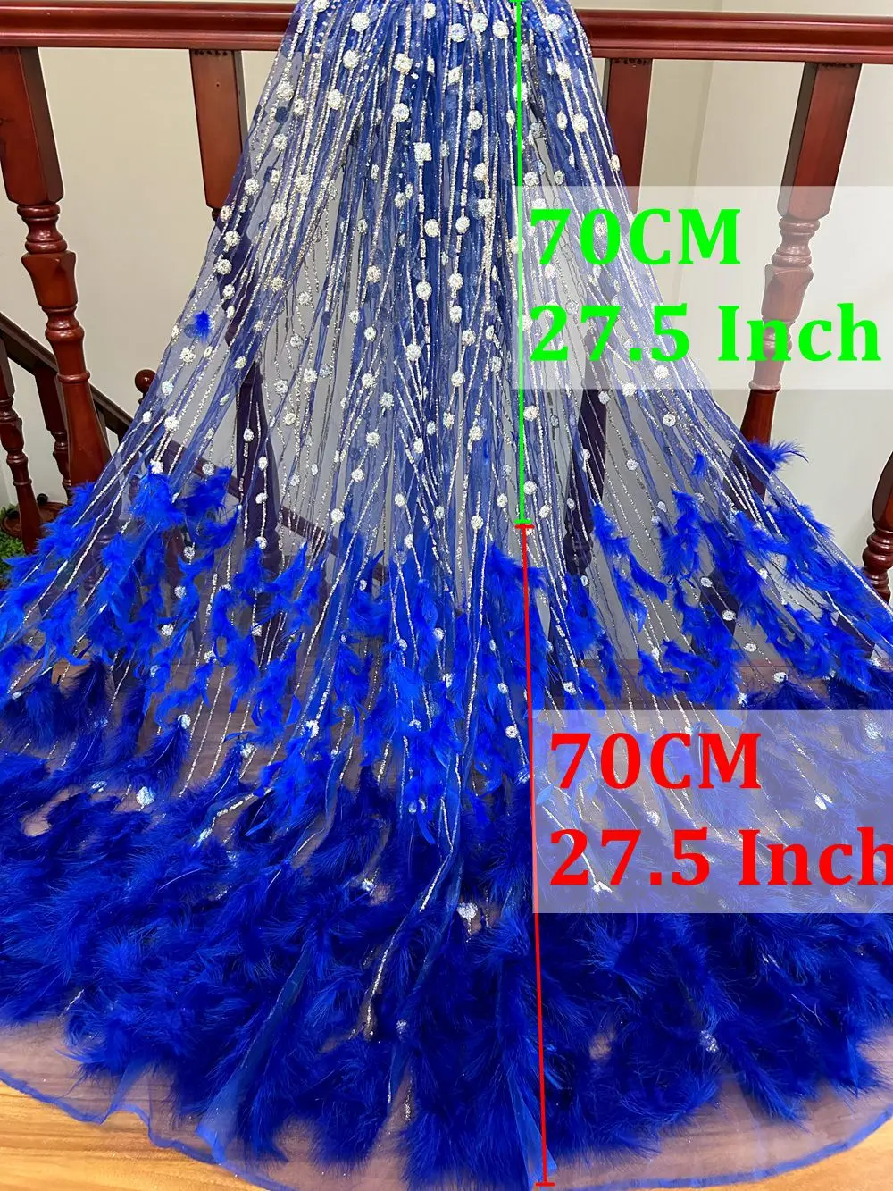 1 Yard Haute Luxury Plume Lace Fabric For Couture Design French African Nigerian Long Prom Clothes Wedding Sequins Decorations