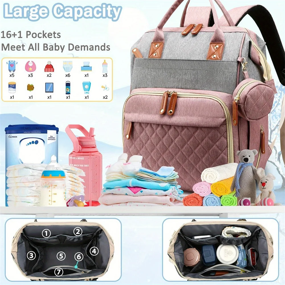 Diaper Bag Backpack Baby Bag, Baby Girl Boy Diaper Bag for Dad Mom with Pad, 16 Pockets, Pacifier Case, Large Diaper Bag Unisex