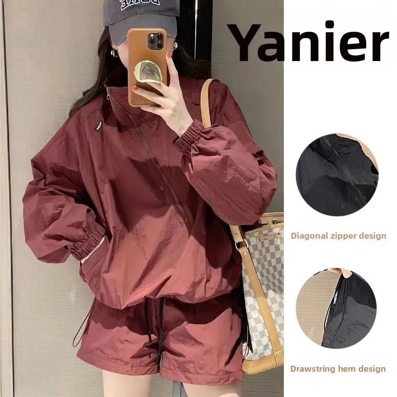 summer-fashion-thin-sun-protection-set-women's-loose-sporty-short-shorts-two-piece-set-large-size-300-pounds-casual-sportswear