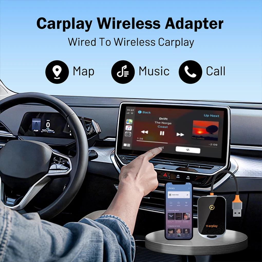 Mini CarPlay Wireless Adapter Linux Car Play Dongle BT5.0 WiFi6 Fast Connect Plug and Play for OEM Wired CarPlay Car New