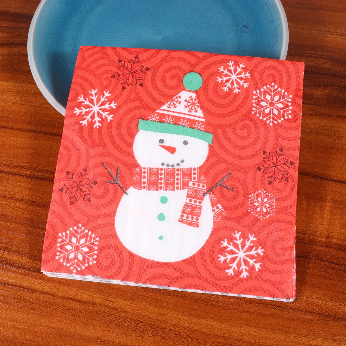 50Pcs Christmas Snowman Design Napkins Soft Strong Printed Dinner Napkins for Holiday Party Favors Celebration Decor