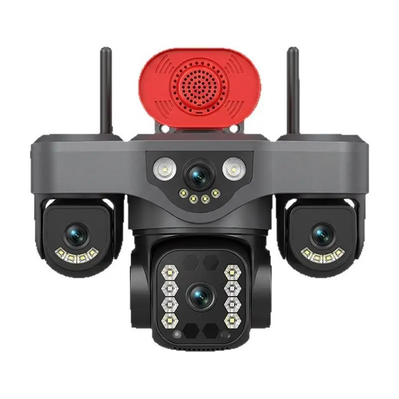 【PHONE ACCESSORY】Outdoor Wireless Wifi IP Camera 8MP 4-Lens 4-Screen AI PTZ Tracking Security CCTV Video Surveillance EU Plug