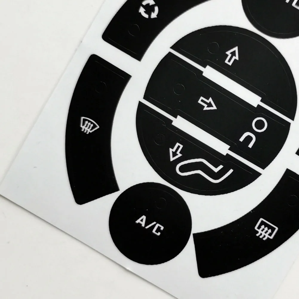 Automotive Interior Sticker Button Control Cell Sticker Black A C Climate Buttons Practical Use Reflective Sign White Lettering