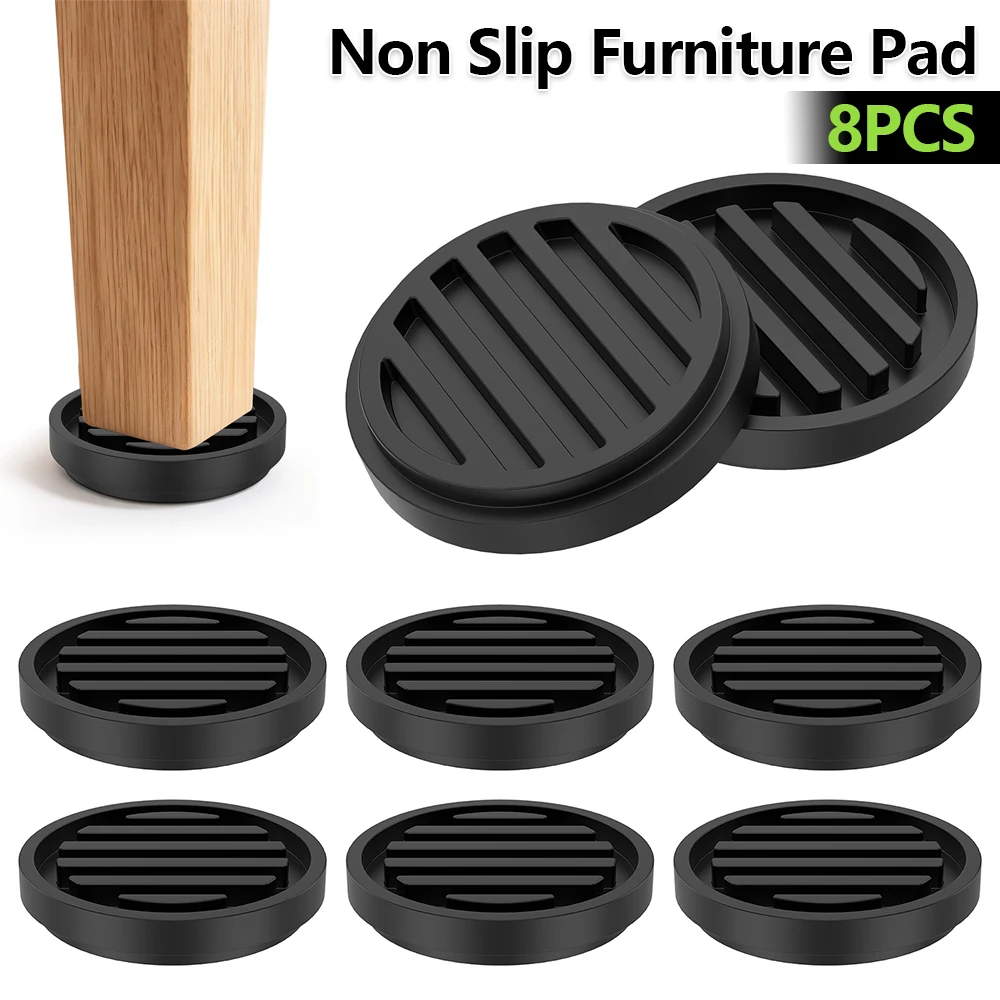 8Pcs Non Slip Furniture Pad Rubber Caster Cup Stackable Furniture Wheel Stoppers Table Chair Leg Pads Bed Couch Floor Protector