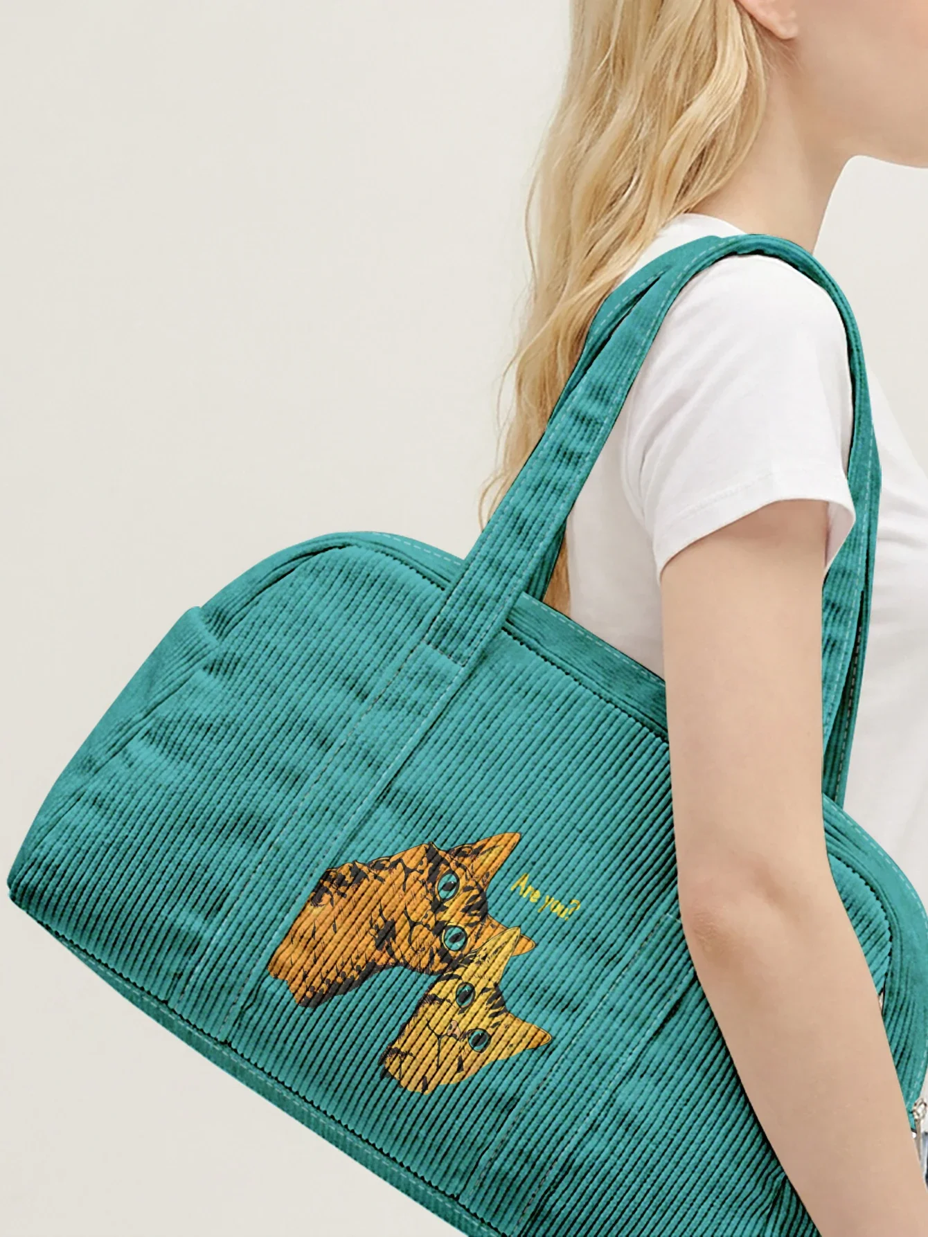 Two Orange Kittens Print Handheld Duffle Bag, Large Capacity Portable Shoulder Bag For Travel Shopping And Daily Use