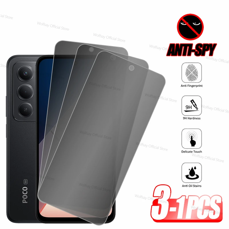 

1/2/3PCS Privacy Screen Protector For Xiaomi Poco M8s 5G Glass For Xiaomi Poco M8s 5G Tempered Glass Anti-Spy Film Poco M8s 5G