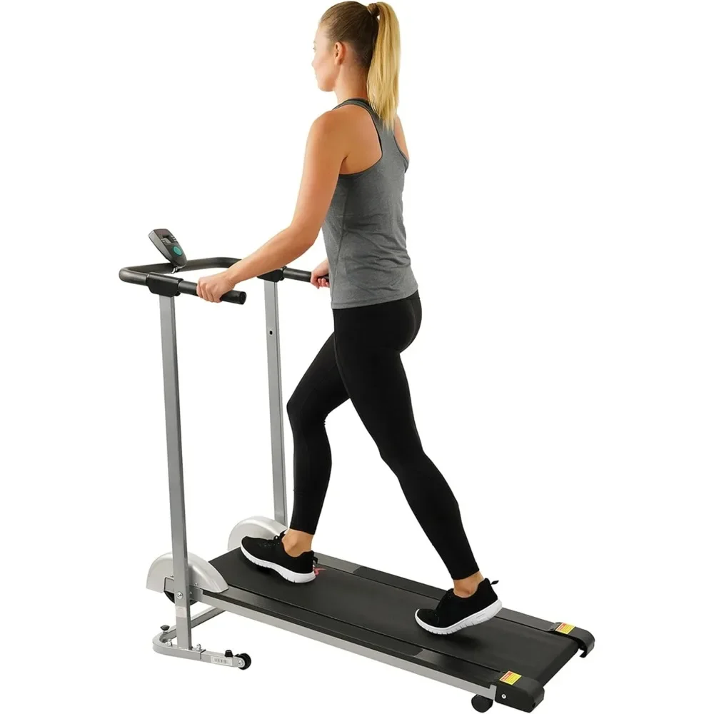 Manual Walking Treadmill, Non-Electric, Fixed Incline, Compact & Foldable Design, Digital Monitor, Non-Slip Surface