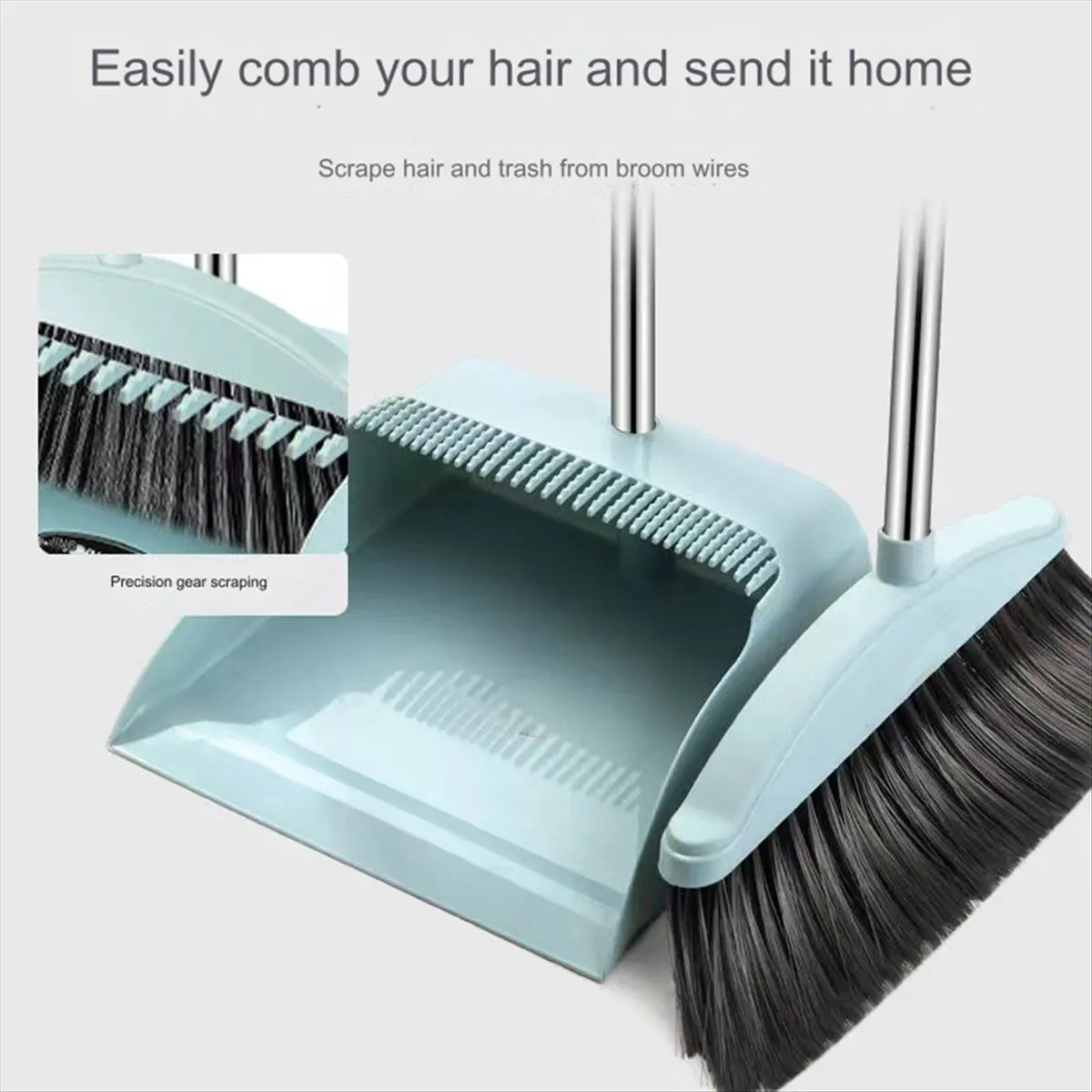 ABNQ Dustpan Broom Set Floor Wiper Household Cleaning Long Handle Cleaning Set for Lobby Household Kitchen Cleaning Blue
