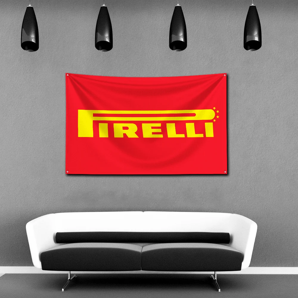 Pirellis Tyres Flag Polyester Digital Printing Banner 4 Sizes for Garage Wall Art Out Door Decoration With Brass Grommets