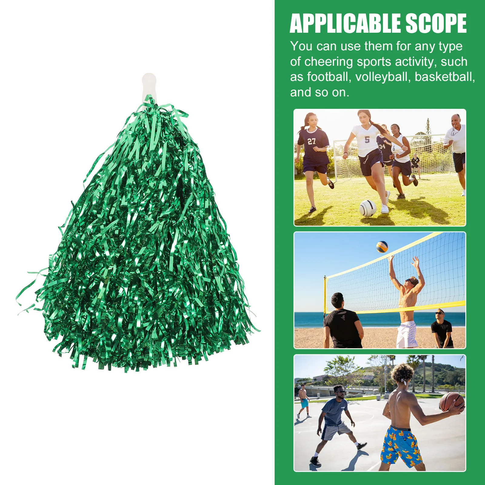 10 pcs 5 Pairs 25G Cheerleader Pom Poms Plastic Lightweight Durable Glossy Finish Ring Handle Smooth Edge For