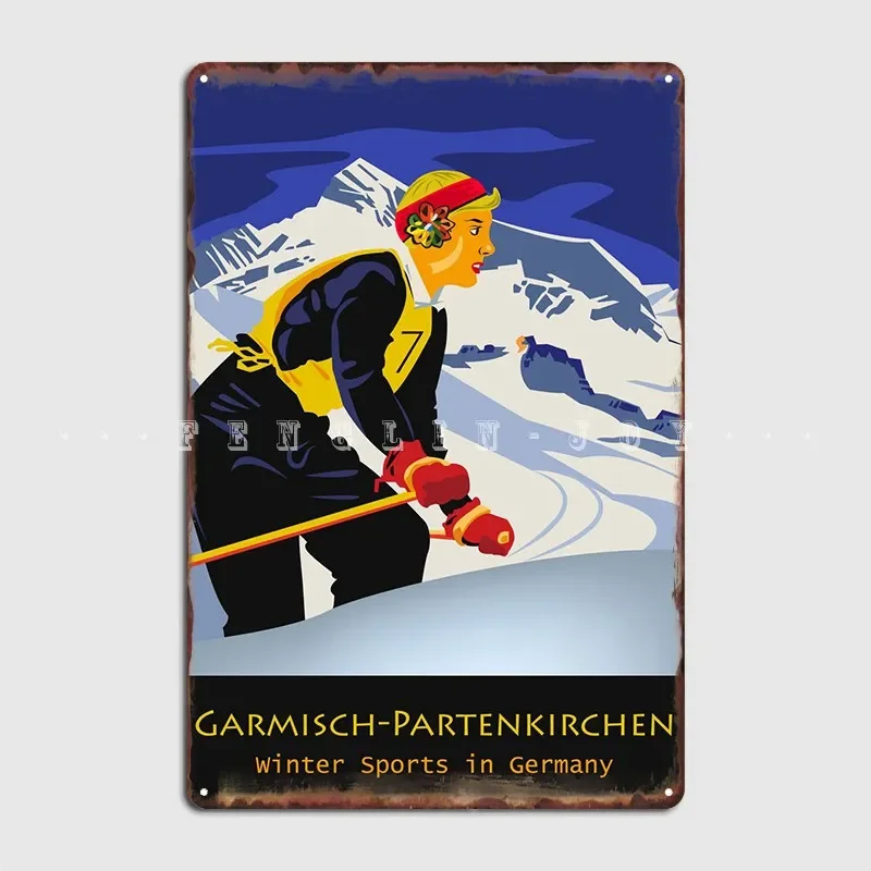 Garmisch Partenkirchen Ski Metal Sign Decoration Cinema Kitchen Pub Garage Plaques Tin Sign Posters