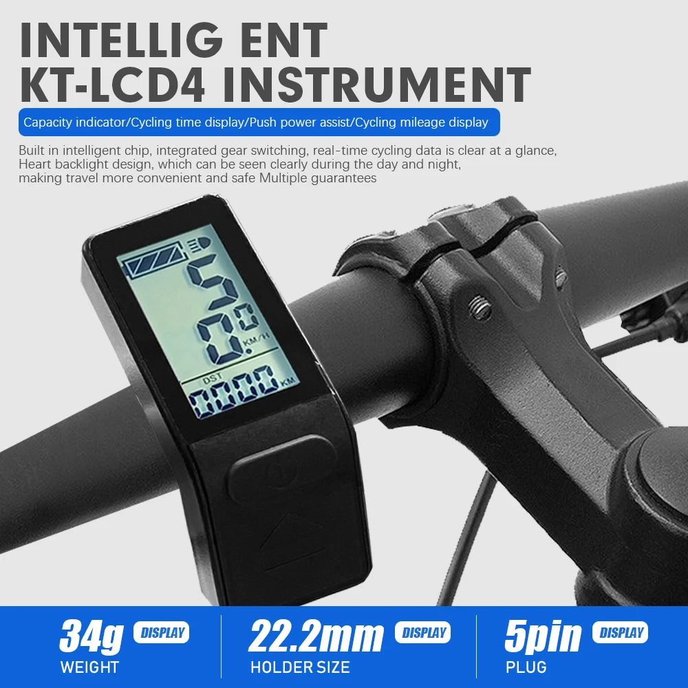 

Ebike Display 24V 36V 48V KT LCD4 Display Electric Bike Kunteng Intelligent Control Panel Display for Electric Bicycle Parts