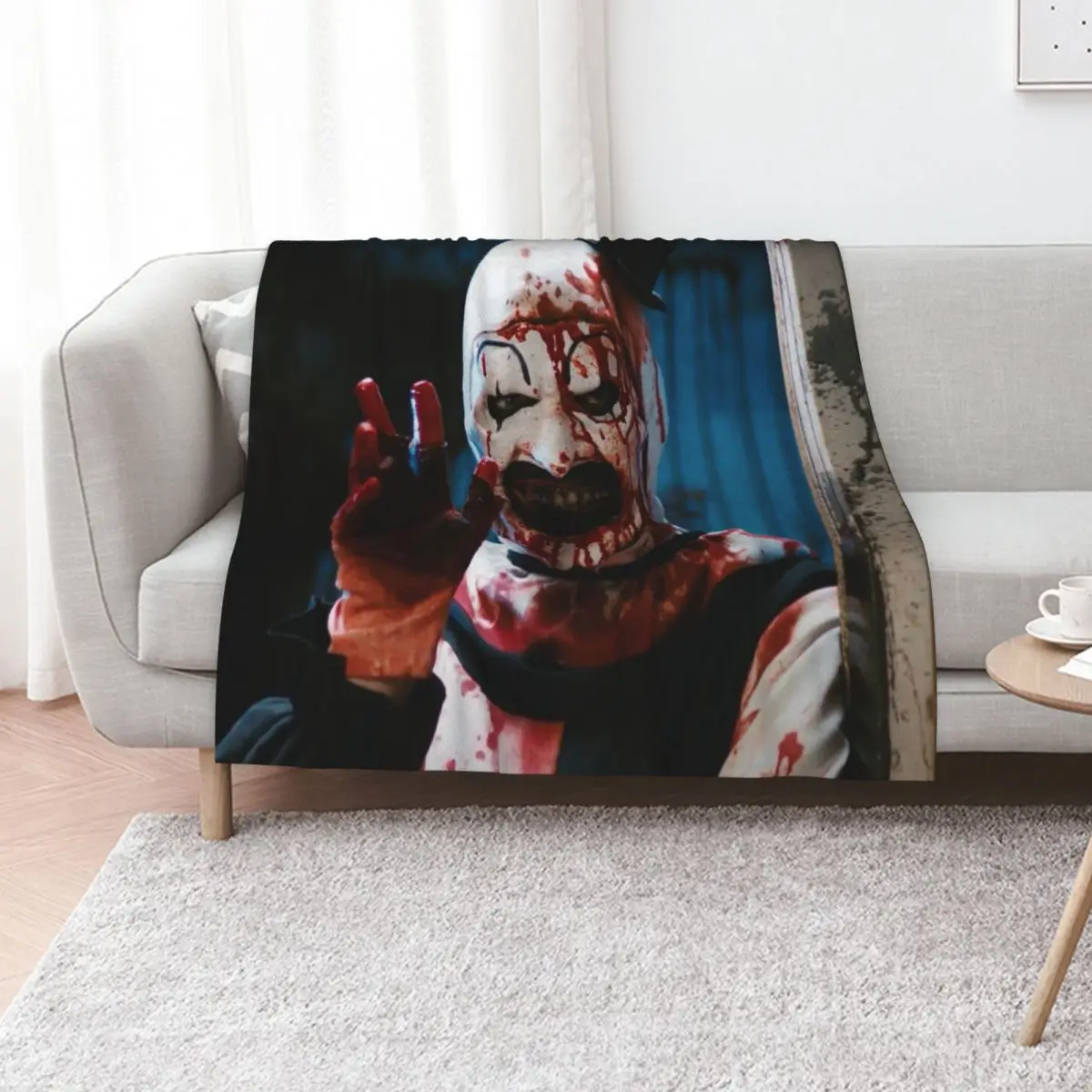 

Art The Clown - Terrifier Throw Blanket Flannels Designers Flannel Decorative Sofa Blankets