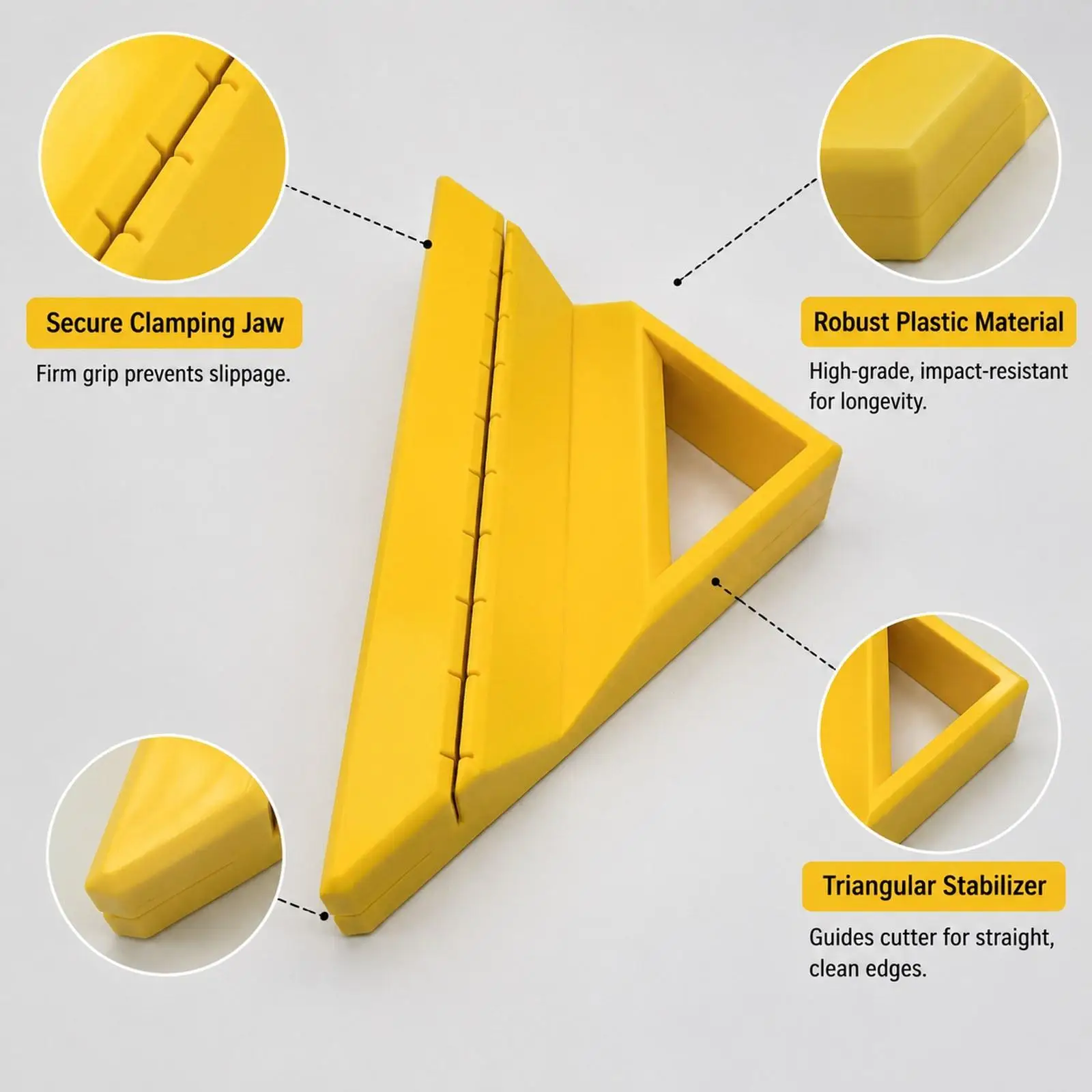 Square Edge Tile Trim Cutter Yellow Plastic V Groove Miter Accessory for Universal Tiling Projects