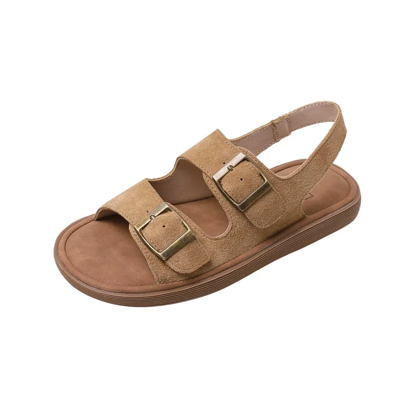 Sandals Straps Clogs With Heel 2024 Summer Women\'s Low Shoes Suit Female Beige  Thick Elastic Band Low-heeled Beach Black Gladia