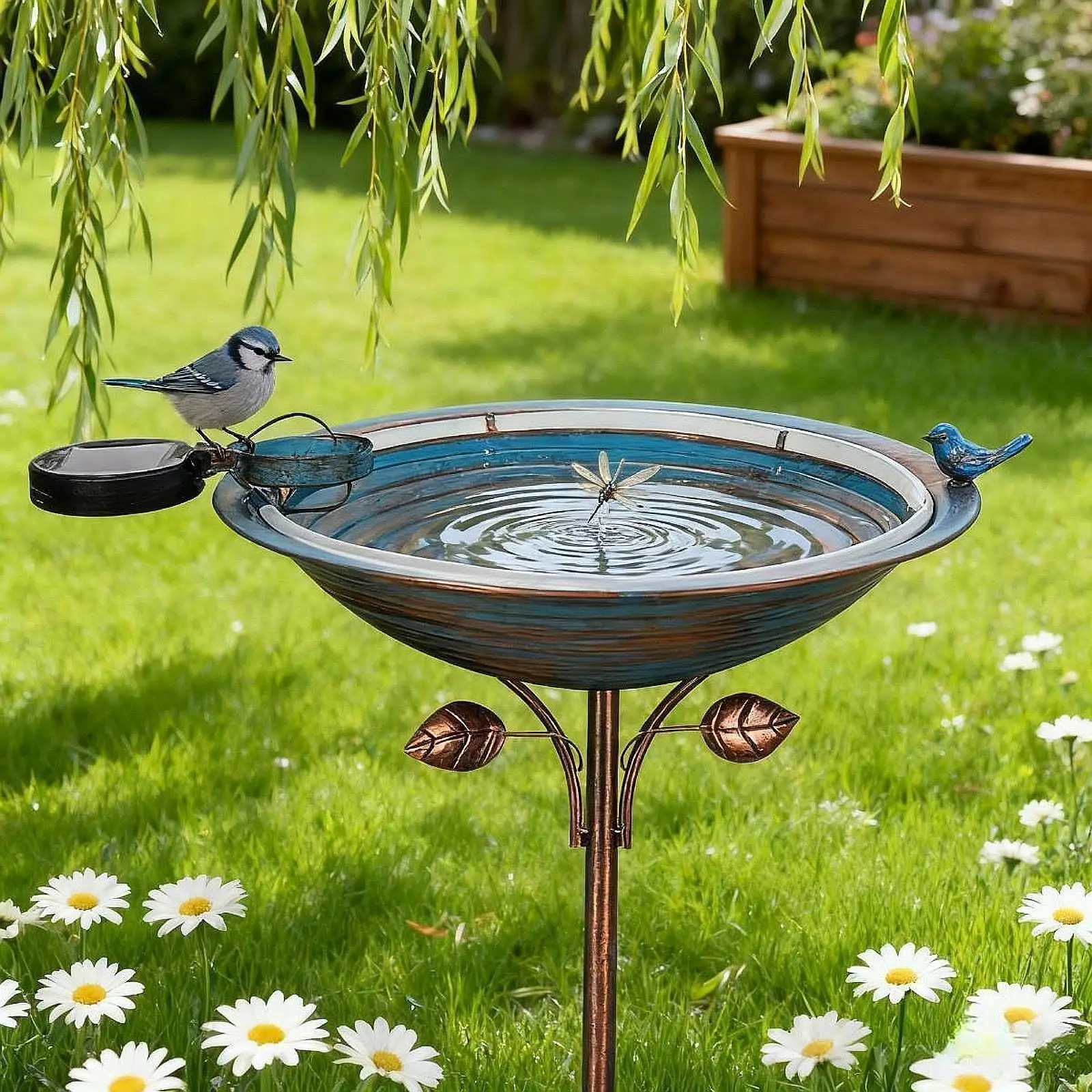 Birdfeeder Freestanding Vintage Birdbath for Kids Courtyard Bird Lover