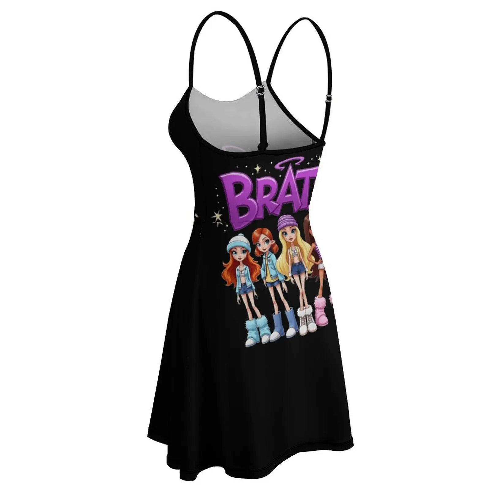 دمى براتز المثيرة، فستان نسائي عتيق برسومات عصرية، ملابس نسائية، فستان بحمالات للنوادي الجديدة
