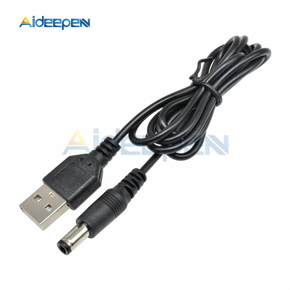 80CM USB Port To 5.5mm x 2.1mm 5.5X2.1 USB to Power Connector Adapter Cable Black For LED / Electronic Goods