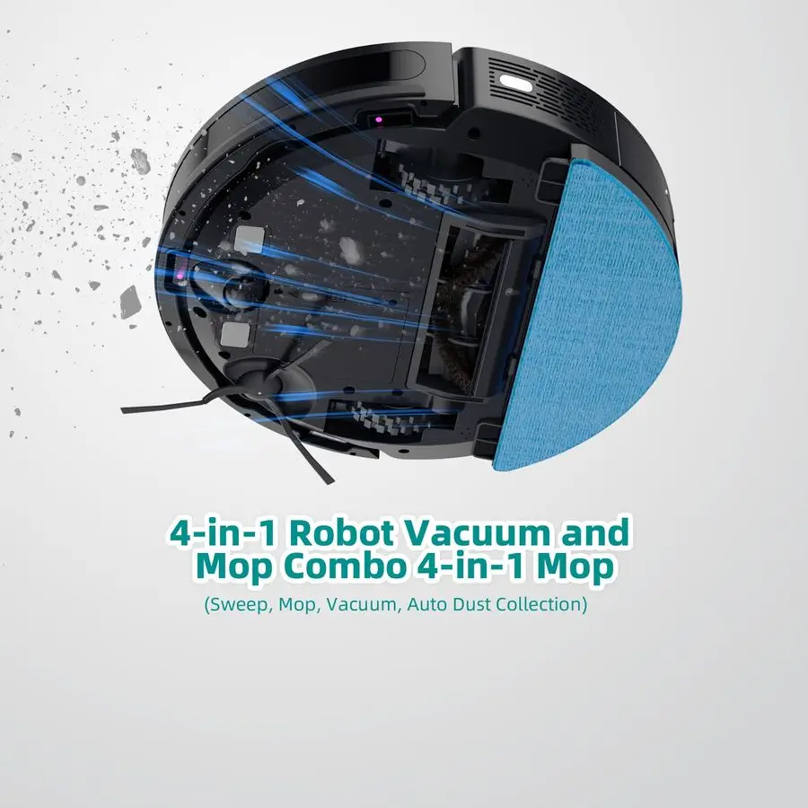 مكنسة كهربائية مع ممسحة ذاتية التفريغ 70 يومًا، محطة تفريغ ذاتي 2.5 لتر، تطبيق Lidar Navigation WiFi Alexa، تعزيز السجاد، 4 #5