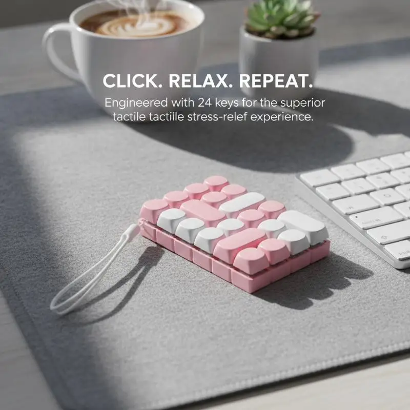 Fidget Keychain Mini Toy Colorful Keyboard Button Stress Relief Toy for Kids Family Interaction Game Play