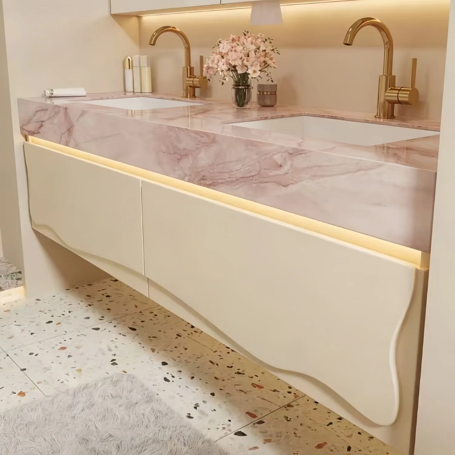 Rectangular Marble Bathroom Sink Solid Stone Vanity Basin Classic Vessel Sink Easy Clean Fixture for Commercial & Home Use