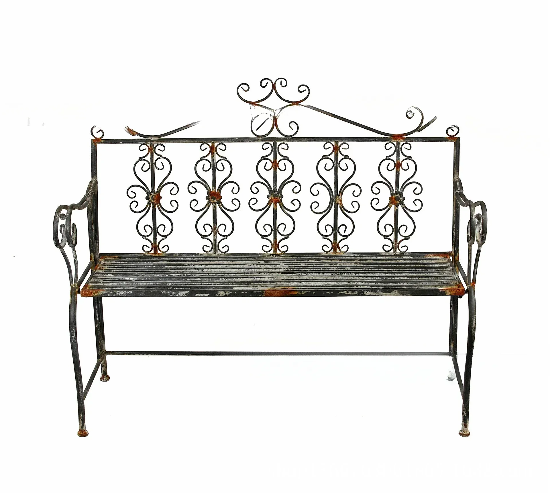 Vintage garden chair iron garden double chair pastoral courtyard outdoor single bench balcony backrest chair frame