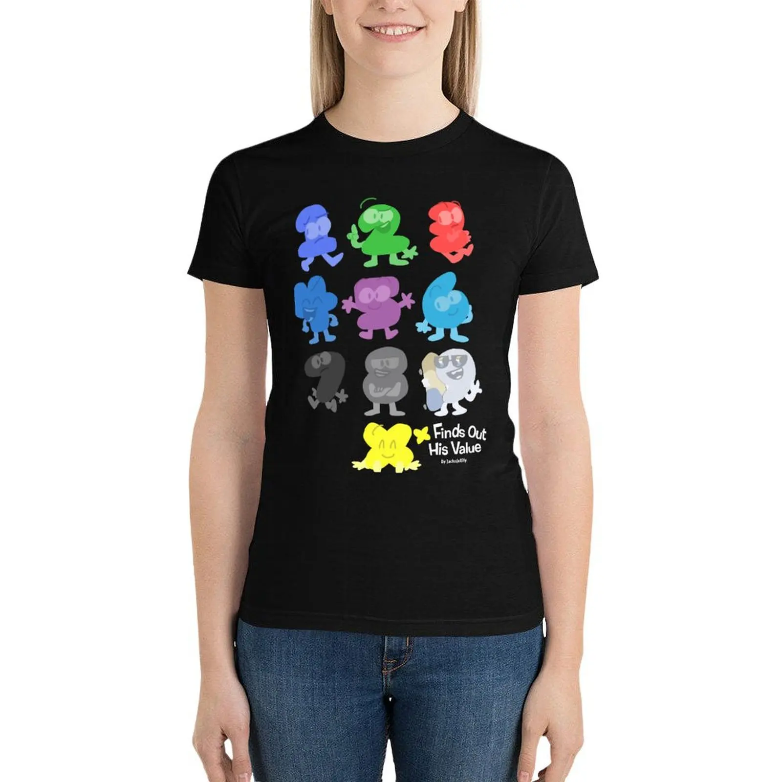 

BFDI X Finds Out His Value Cast T-Shirt Female clothing summer tops t-shirts for Women graphic tees funny