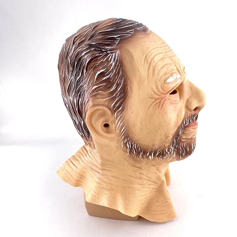 Old Man Latex Headgear Halloween Party Thriller April Fool\'s Day Cosplay Props Realistic Wrinkled Old Man Funny Face Mask
