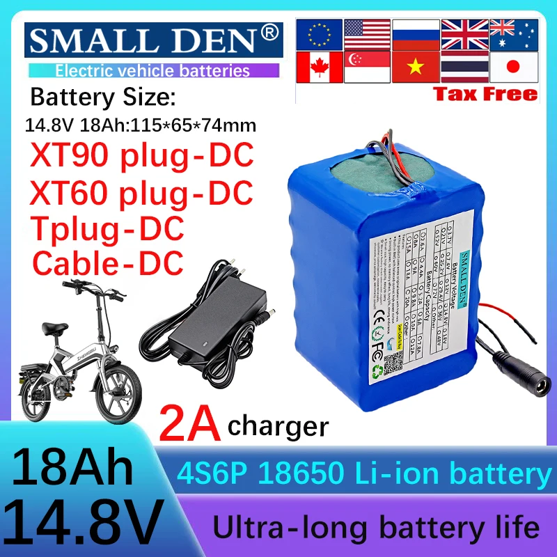 

Brand new 14.8V 18Ah 4S6P 18650 lithium-ion battery pack, 250W high power, suitable for various power tools, with 2A charger.