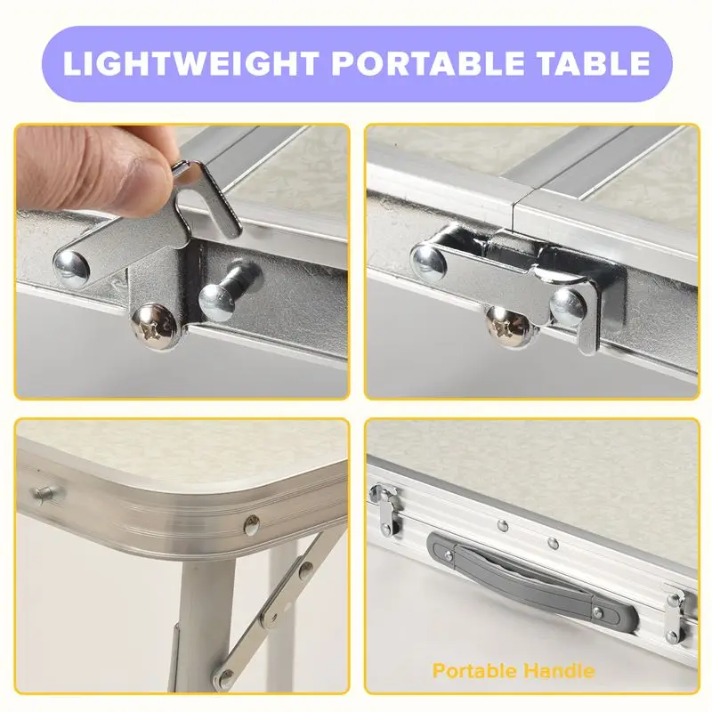 Y74A-طاولة تخييم خفيفة الوزن قابلة للطي محمولة-طاولة نزهة قابلة للطي من الألومنيوم، طاولة طعام قابلة للطي للاستخدام الداخلي والخارجي #6