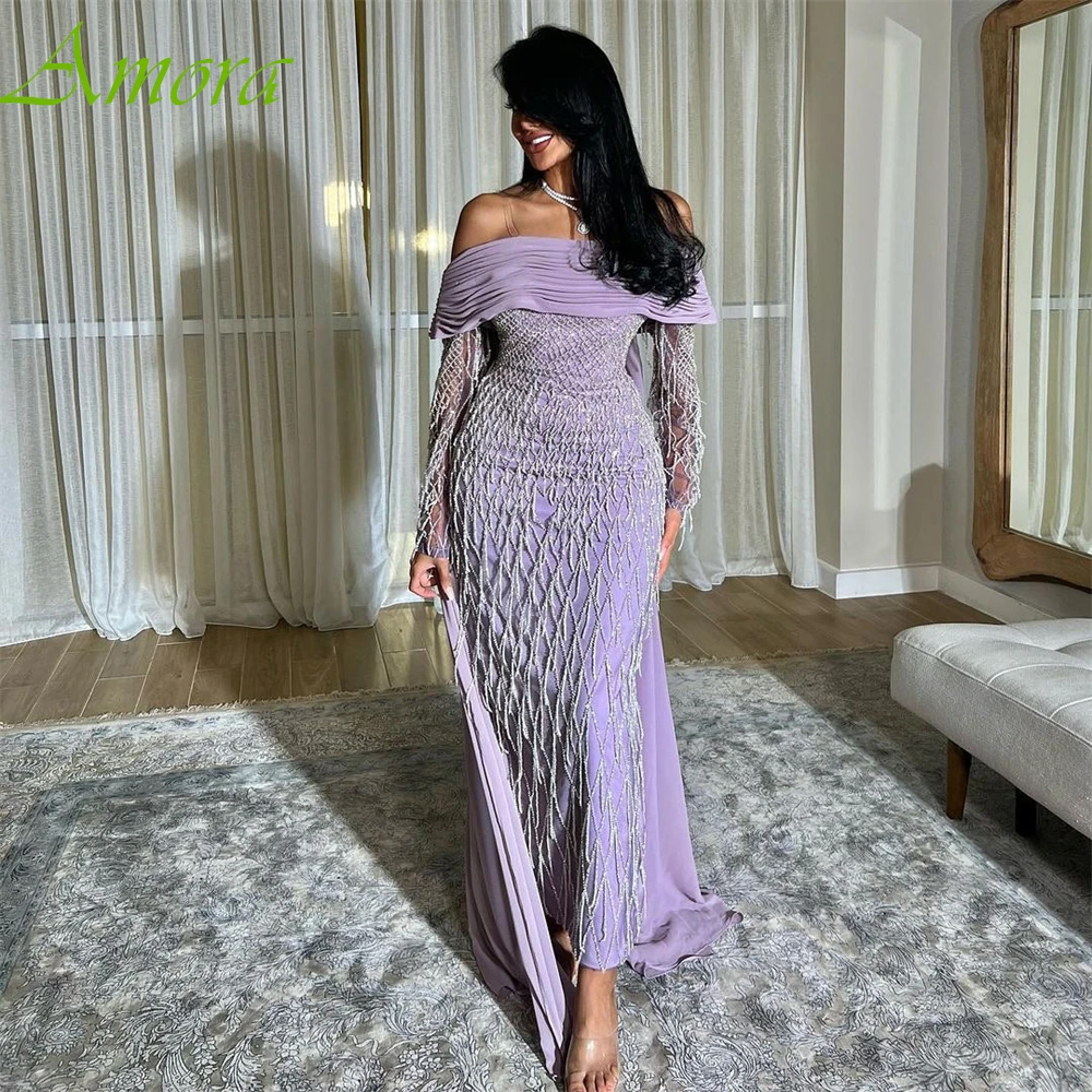 تخصيص مستقيم قارب الرقبة كاب كم طويل الأكمام فستان سهرة أنيق دقيق مخصص فساتين المناسبات أزياء حزب اللباس