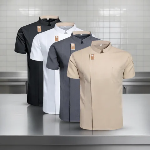 Unisex Chef Jacket Summer Kitchen Shirts Hotel Restaurant Waiter Uniforms Bakery Catering Work Clothes Hotel Cooking Clothes