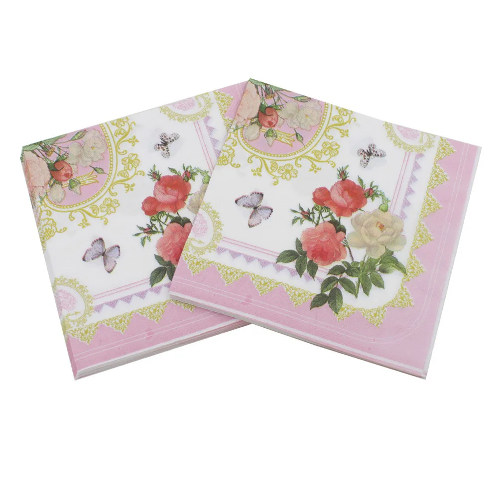 Servilletas de papel desechables con estampado Floral, suministros de fiesta para banquete, uso diario, estilo fresco, 33x33cm, 20 hojas