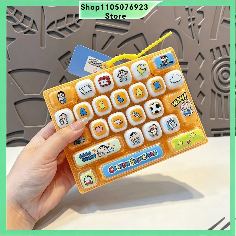 New Crayon Shin-chan 26 Grids Stress Relief Simulation Keyboard Keychain Desktop Decoration Bag Ornament Toy Creative Gift