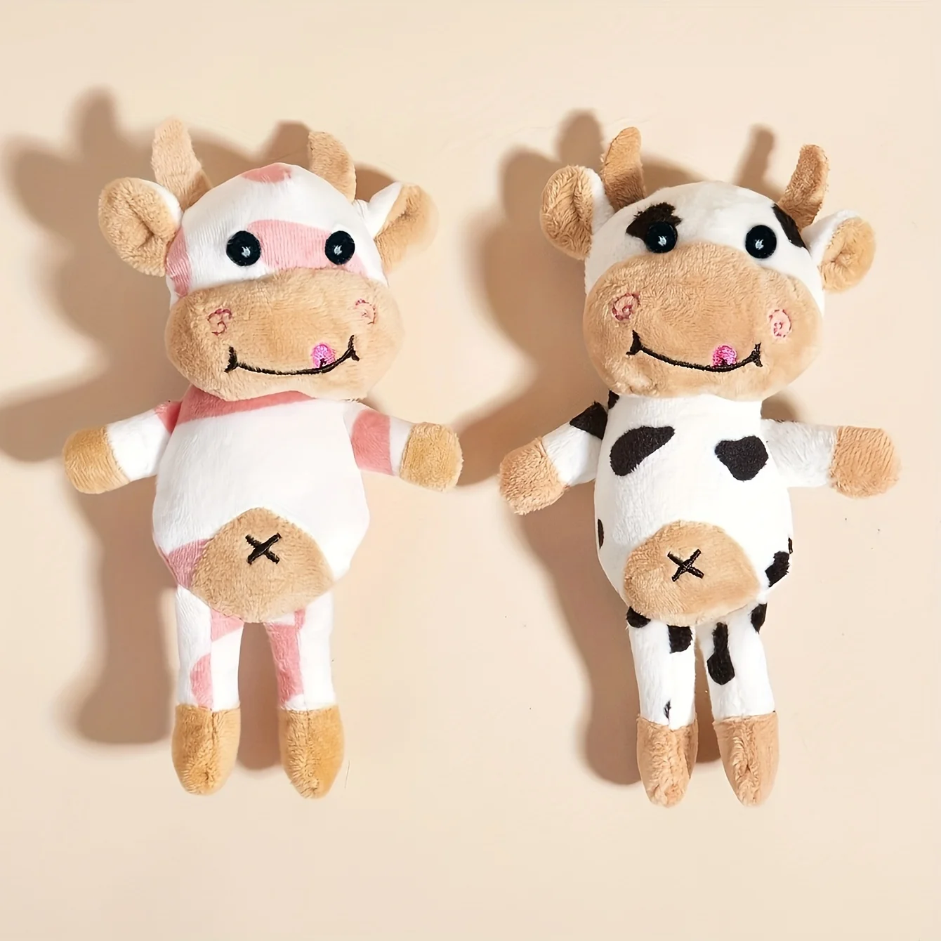 15cm Cute Milk Cow Plush Toy Animal Stuffed Doll Keyring Festival Birthday Gift Kawaii Decor Plush Keychain Toys for Boys Girls
