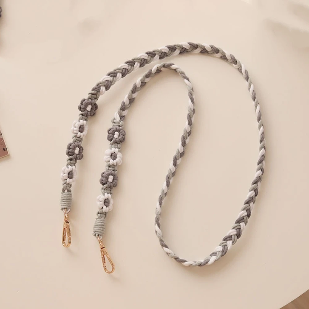 Handmade Flower Woven Chain Lanyard Anti-Lost Woven Daisy Flower Hanging Chain Pendant Crochet Hook Bag Braided Rope Girls