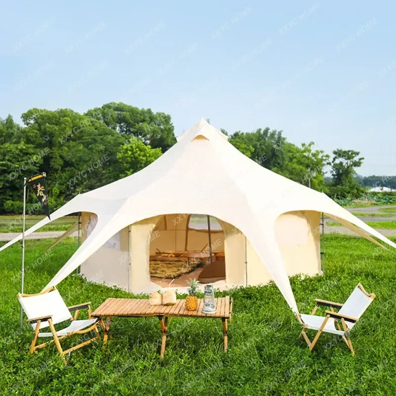 Internet Celebrity Camping Circus Tent Outdoor Windproof And Rainproof Large Yurt Tent Camping Cotton Camp Tent