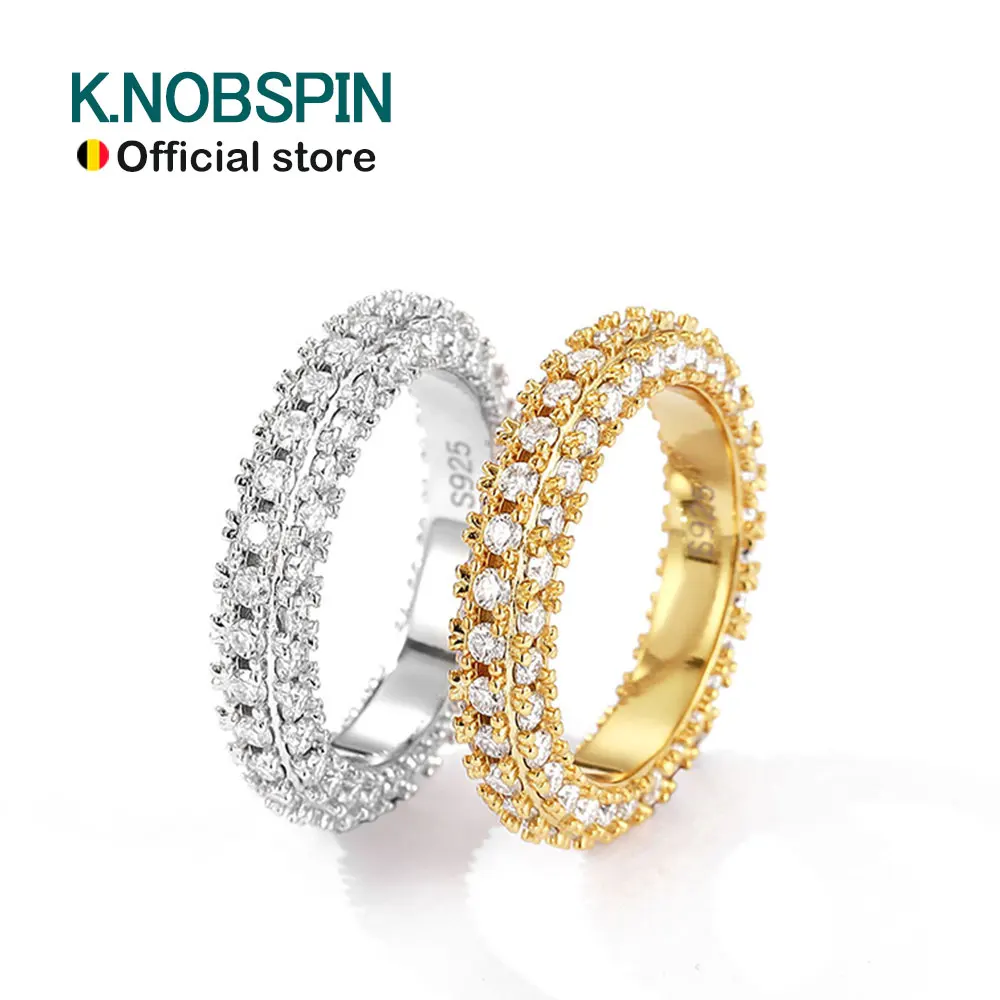 knobspin aneis moissanite para homens e mulheres banda eterna diamante de laboratorio s925 banhado a prata anel de ouro 18k d vvs1 anel de casamento 01