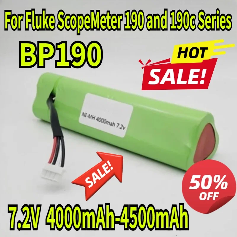 7.2V NiMH High Capacity BP190 Battery Replacement for Fluke ScopeMeter 190 and 190c Series.4000mAh