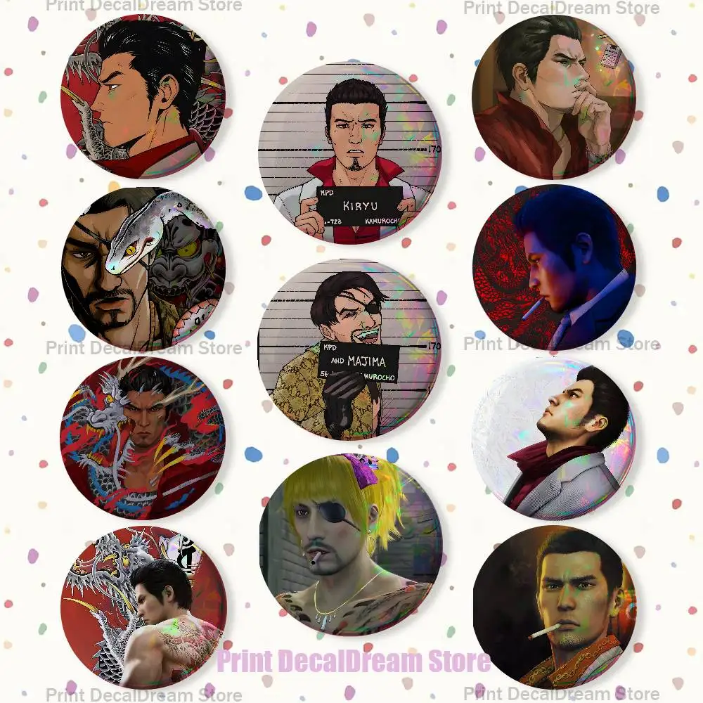 Japanese Game Y-Yakuza K-Kiryu Dragon Brooches for Backpack Accessories 25mm,32mm,48mm,58mm,75mm Round Enamel Pins Cartoon Badge