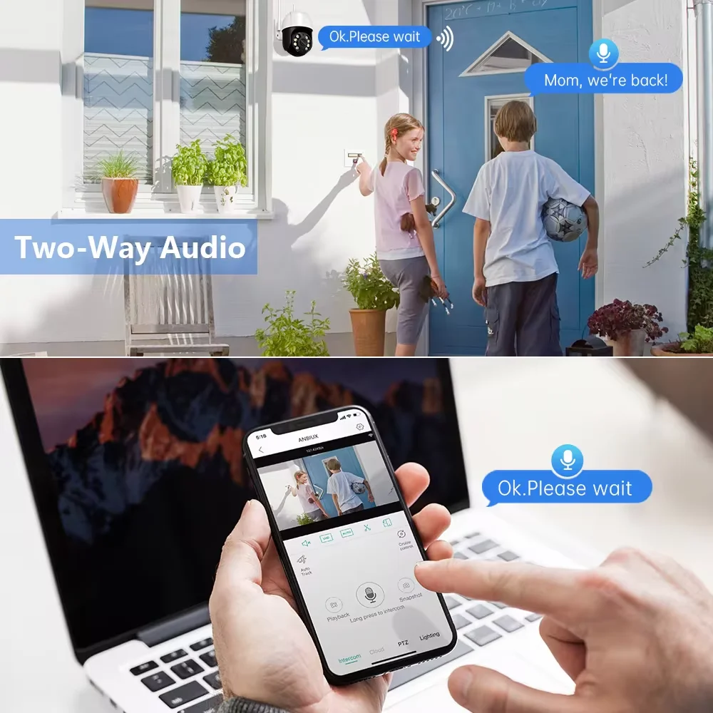 8MP PTZ WiFi IP Camera 4K AI Human Detection Color Night Vision  Audio Video Surveillance Cameras Outdoor Security CCTV Camera