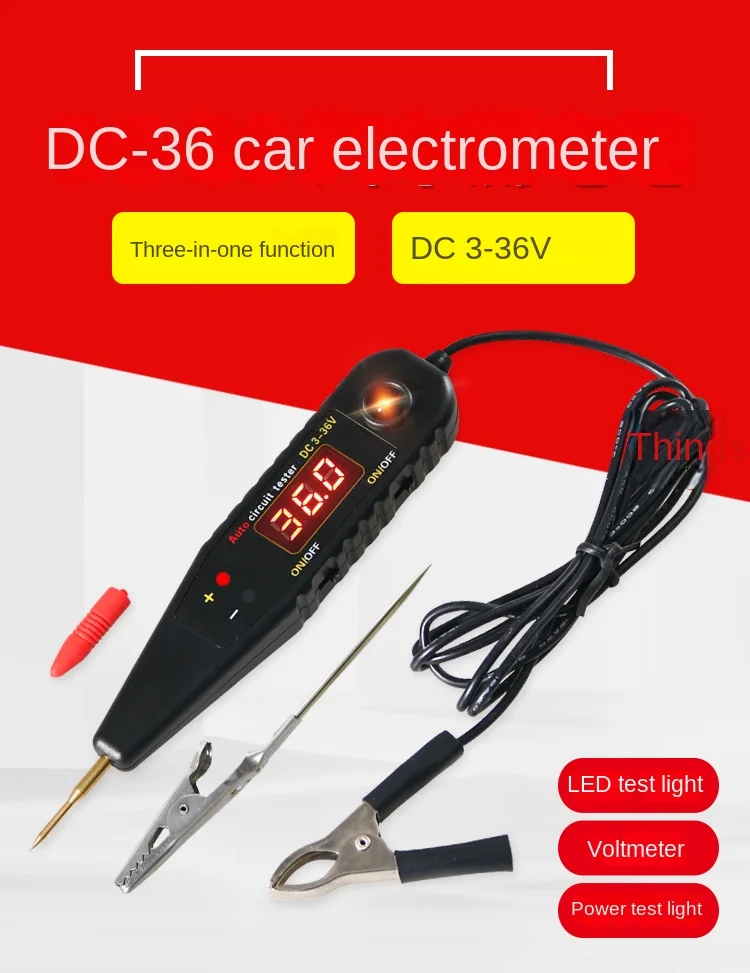 

Car Test Pen Circuit Voltage Detection Digital Display Light Power LED Real Electricity Virtual DC36