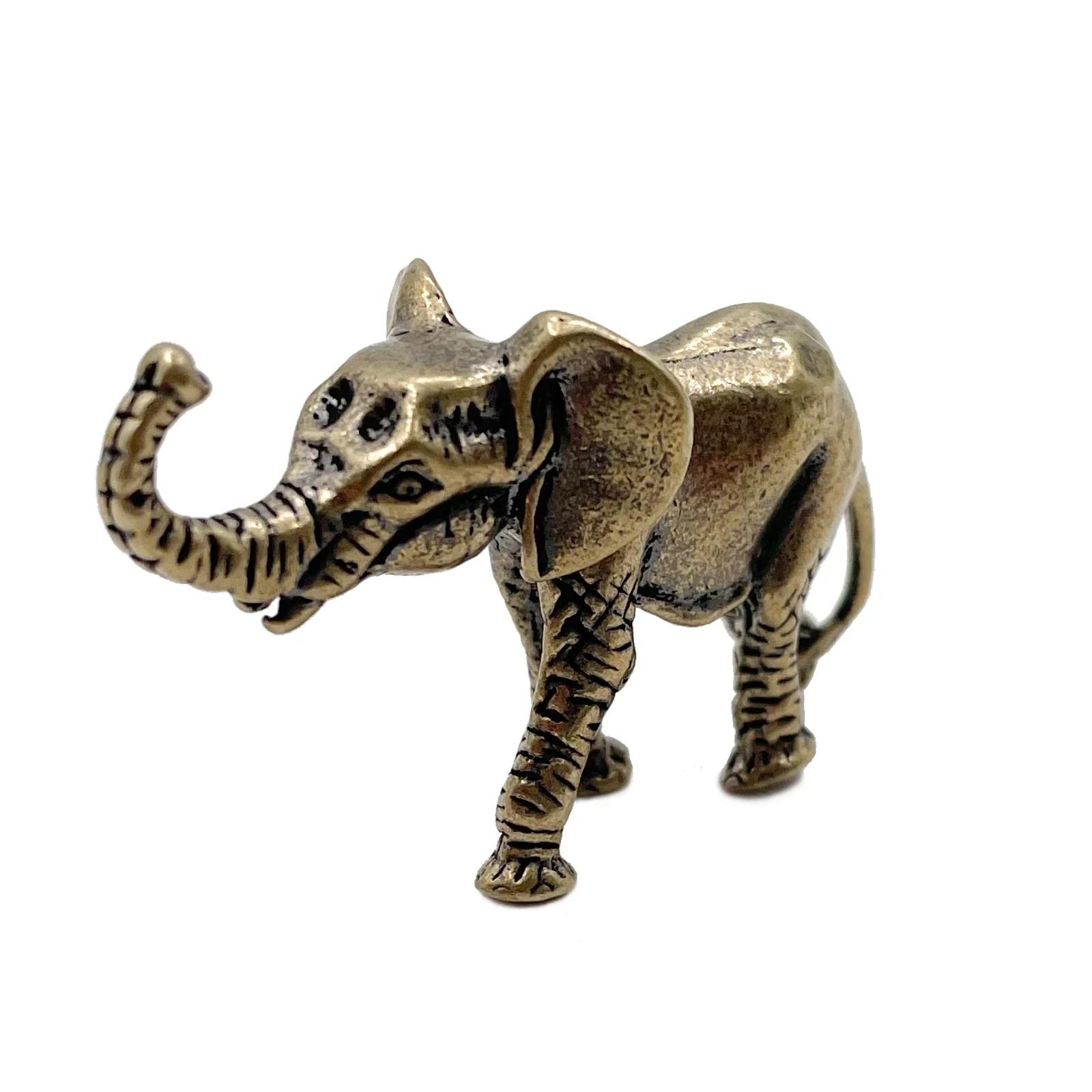 Antique Bronze Minature Elephant Figurines Tea Pet Table Ornament Decorations Solid Copper Animal Crafts Home Decor Living Room