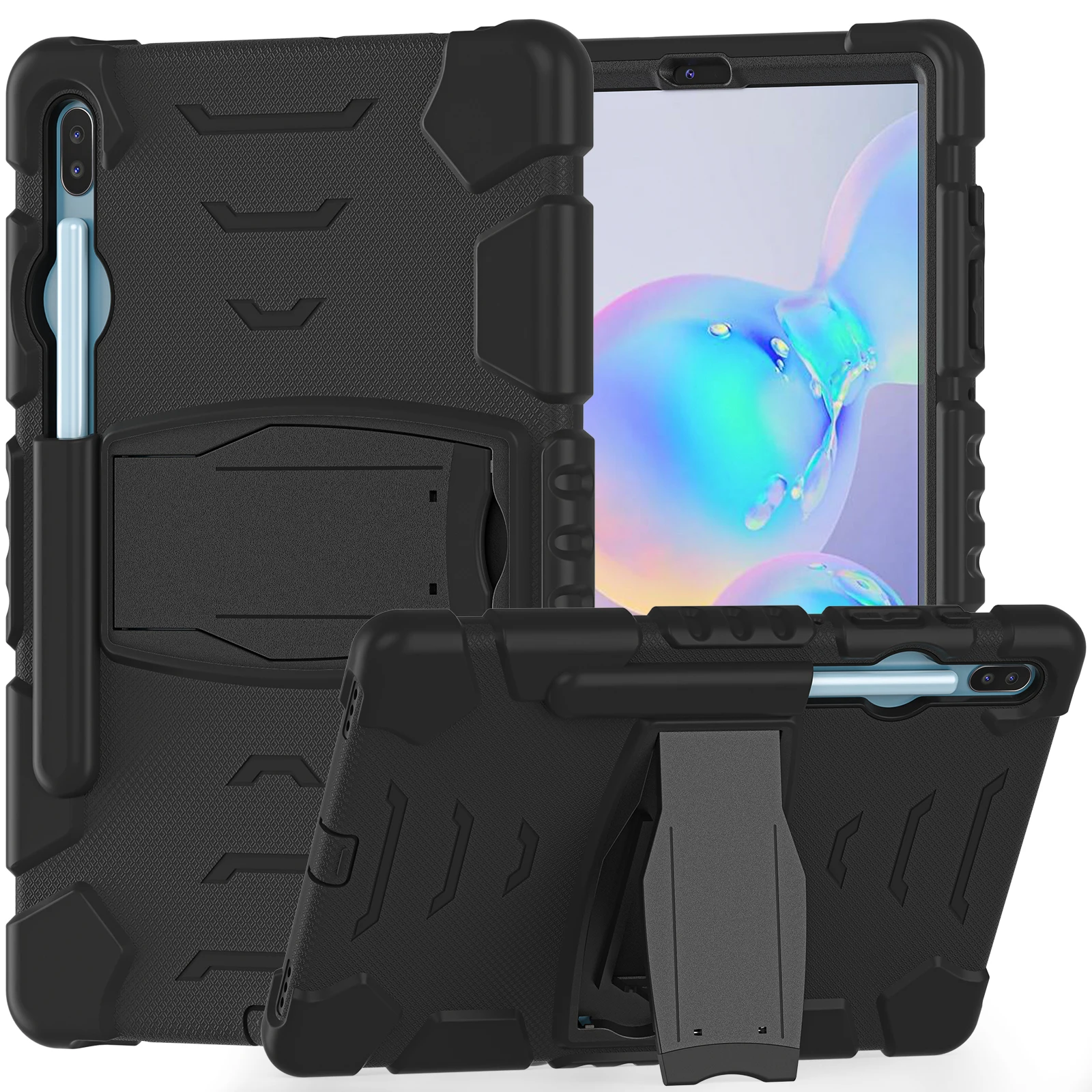Impact Resistant PC + Soft Silicone Tablet Cover Case with Kickstand for Samsung Galaxy Tab S6 SM-T860 (Wi-Fi)/SM-T865 (LTE)/SM-