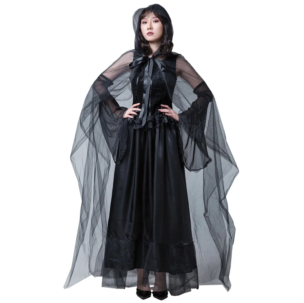 Robe Longue Gothique pour ixde Vacances, Costume de Sorcière, Vampire, Cosplay, Jeu de Performance, Déguisement de Démon d'Horreur, 2024