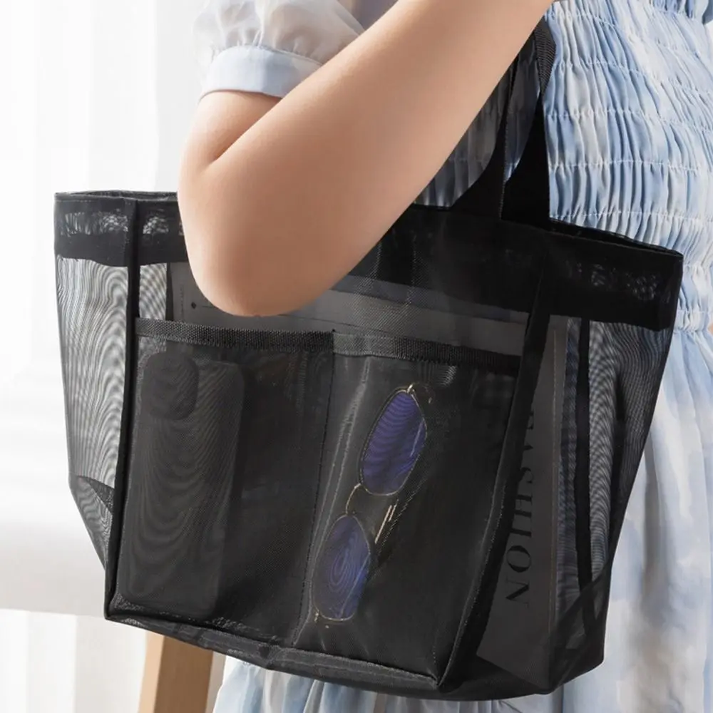 Hollow Large Capacity Makeup Storage Bag Women Multifunctional Mesh Shoulder Bag Travel Transparent Bag Beach Bags image 3