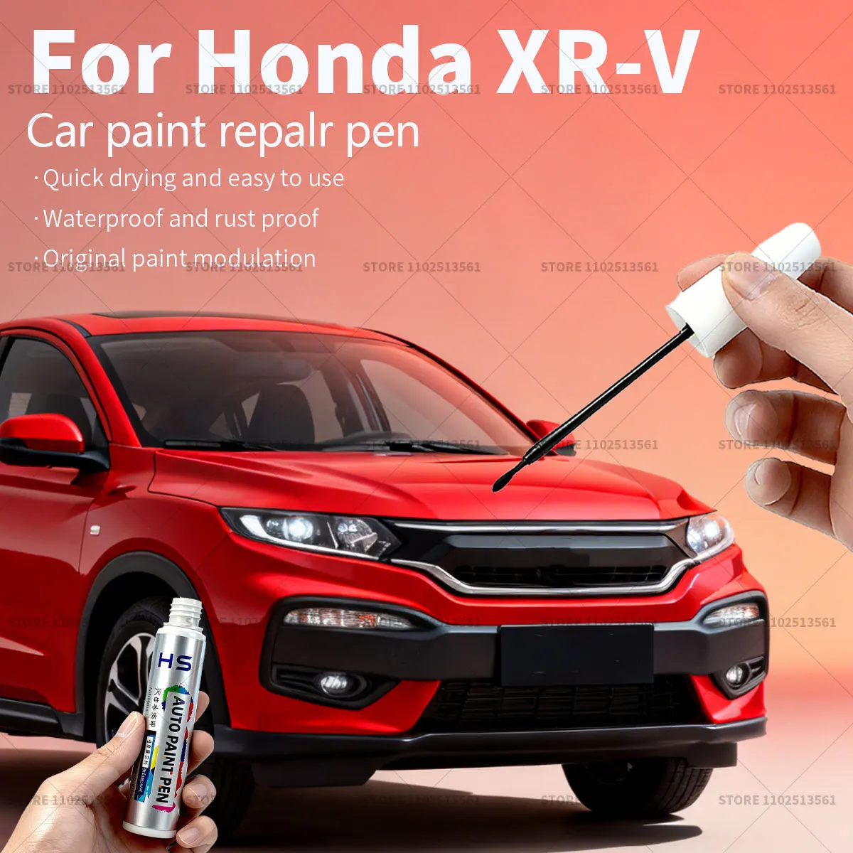 For Honda XR-V Car Paint Repair Pen Touch Up Scratch Remover DIY Auto Accessories Black NH731P Red R550P White NH578 Blue B588P