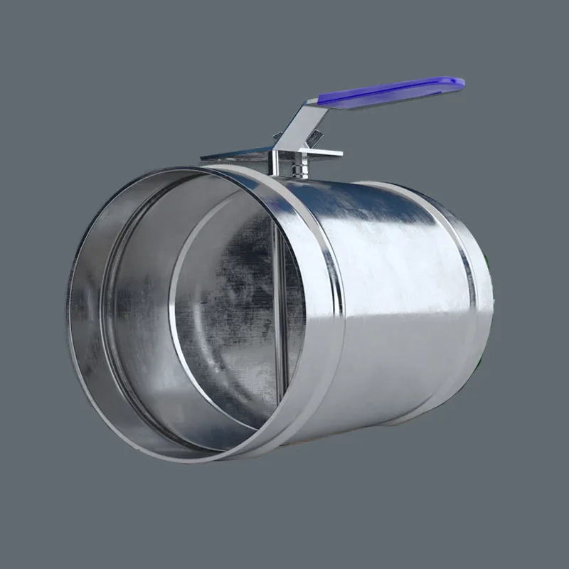 Manual Air Volume Control Valve 90 ° Rotation Galvanized White iron Handle Air Valve Stainless Steel Circular Pipeline Valve